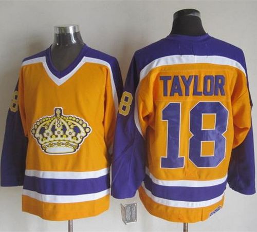 Kings #18 Dave Taylor Yellow/Purple CCM Throwback Stitched NHL Jersey - Click Image to Close